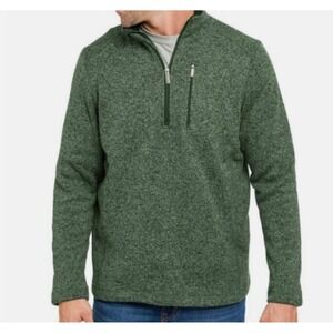 Woolrich Green Long sleeve Mens Sweater Half Zip Front Zip Pockets Size Large